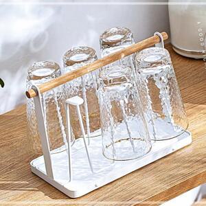 [2개구성] 컵홀더 물받이 컵거치대 컵정리대 컵진열대 스텐 컵건조대 컵걸이 커피잔걸이 우드 KWA6AA2C