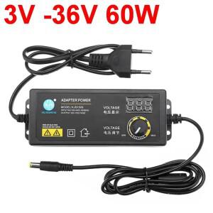 조정 가능 전원 공급 장치 어댑터 디스플레이가 3V-36V 2A 60W 범용 AC 220V  DC 12V 충전기