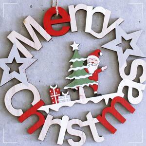 [2개구성] 글자 우드 걸이 형식 집 만들기 산타 현관문 면 홈 성탄 장식 오너먼트 벽 크리스마스 KWB42C25