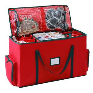 BIEBOS 2-in-1 크리스마스 장식 정리함 피규어를 가방 이동식 보관함 조절 팔레트 박스 홀리데이 산타 보관 및 가능한 장식품, 위한 포켓 용기, 장식용 73개의 공간