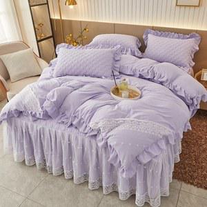 세트 매트리스 커버 이사 럭셔리 침구 레이스 무늬 시트 신혼 융털 코튼