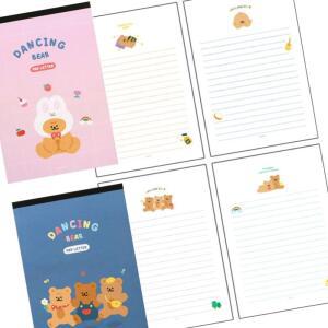[2개구성] 댄싱베어 패드편지지 2개랜덤 뜯어쓰는 기념일 캐릭터편지지 손편지 축하편지지 AEWB74C4E