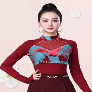 라인댄스 여성댄스복 왈츠 상의 공연복 방송댄스복 무대의상