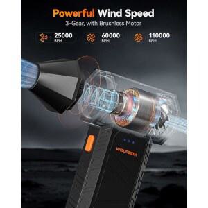 WOLFBOX MF50 먼지 실외 공기 충전이 초강력 조절식 3단 미니 자동차용 전기 110000RPM 송풍기 컴퓨터 집진기 가능한 고속 키보드 집진기 송풍기 압축