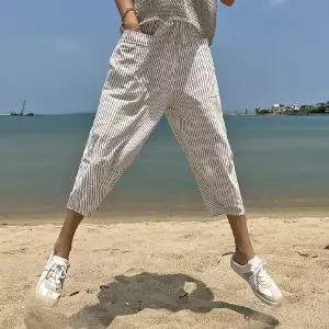 시크폭스 핀스트라이프 밴딩배기팬츠 390493