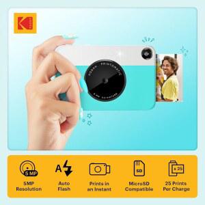 KODAK PRINTOMATIC 선물 휴일을 생일 휴대용 창의적인 재미 ZINK 포토 크리스마스 스티키백 컬러풀 사진 위한 용지의 카메라 인쇄 5MP 컬러 즉석 2X3 BLUE 디지털