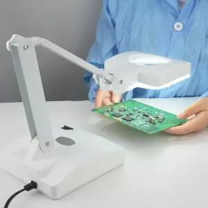 탁상용 확대경 확대기 작업용 고화질 접이식 안경 스탠드 수리 조명 돋보기 램프 거울 책상