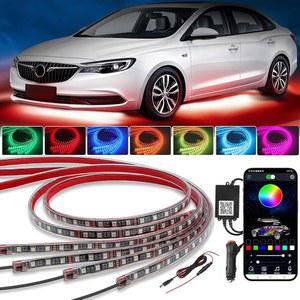 유광 4Pcs 언더글로우 LED 조명, 1,600만 컬러 APP 컨트롤 카 키트 음악 동기화 RGB 자동차 스트립 라이트 키트, 트럭 SUV용