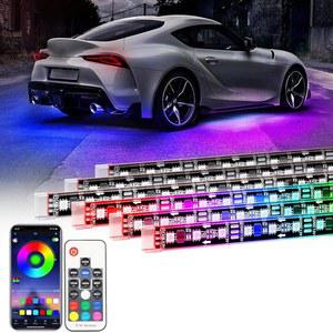 굿드림 카 언더글로우 키트, 12V 6피스 RGB LED 조명 스트립 네온 앰비언트 세트, 자동차, SUV, 트럭 외장 섀시 컬러풀 글로우 액세서리, APP으로 제어, 음악에 동기화
