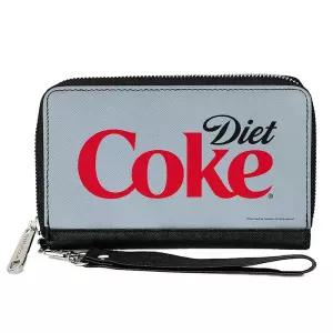 The Coca-Cola Company 지갑, 지퍼 주위, Diet Coke 로고 센터 라이트 그레이 블랙 레드, 비건 가죽