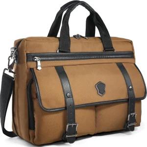 웰킨랜드 남성용 17인치 노트북 브케이스 4칸 비즈니스 서류 가방 포켓용 메신저 및 숄더백 13개 확장형