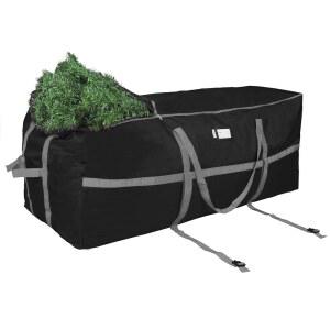 프로픽 크리스마스 트리 보관 가방, 용기, 듀티 트리, 측면 장착 가능 높이 60인치 헤비 및 상단 스트랩(블랙) 9피트 너비 최대 손잡이 24인치 X 길이, 해체된 홀리데이 높이의