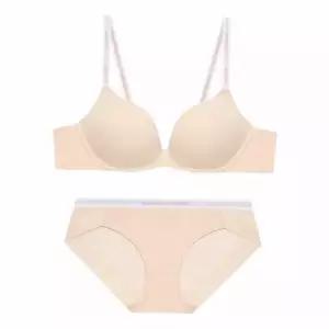 [매장정품] GUESS UNDERWEAR 파워 소프트 노와이어 브라 팬티 세트 - 베이지