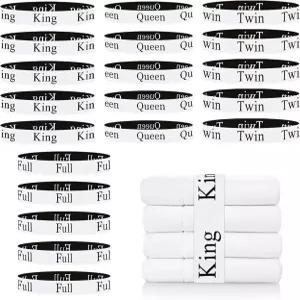 미트키 20피스 침대 시트 정리 밴드 린넨 옷장 정리함 및 보관용 크기 라벨 정리용 탄성 침구 (킹 퀸 트윈