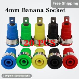 20피스 4mm 바나나 소켓 터미널 32A 암 잭 5 색 패널 마운트 바인딩 포스트 와이어 커넥터 증폭기 Arduino