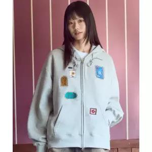 AMBLER Frame story 자수 집업 후드 집업 자켓 AZIP805 (멜란지)