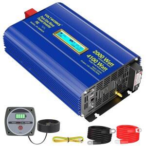 파워 인버터 2000와트 퓨어 사인파 12V ~ 110V 120V AC 4100W 서지 피크 전력 2초 내장 UL 퓨즈 PD36W USB-C, 차량 오프 그리드 태양광 RV용 리튬 배터리 스타링크와 호환 가능