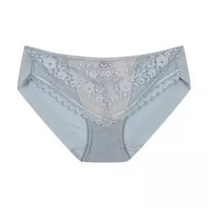 [매장정품] [원더브라] 여성 레이스 배색 노밴드 햄팬티_블루그레이