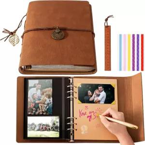 여행 스크랩북 앨범 방수 사진 - 글쓰기 공간 64페이지 셀프 및 40페이지 저널링 페이지 DIY 메모리 사진집