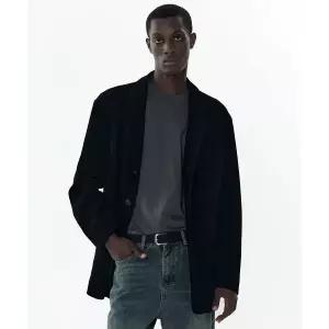 ㅇ매장정품ㅇ CONNECT KINLOCH [리얼 레더] 스웨이드 3버튼 블레이저 자켓 재킷 [블랙] EKB01J119 102879