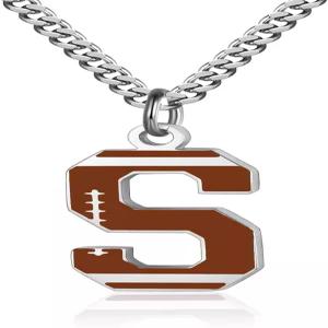 나기 축구 편지 목걸이 - 남성용 부적 펜던트 스테인리스 스틸 실버 체인 22인치 개인 맞춤 선물
