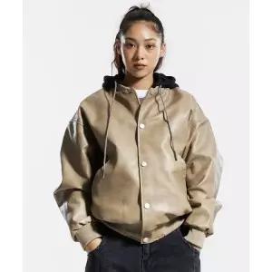 ㅇ매장정품ㅇ 크림소다랩 CREAM SODA LAB 내츄럴 워시드 비건 레더 후드 자켓 베이지 CGZZ61F502BE 102873