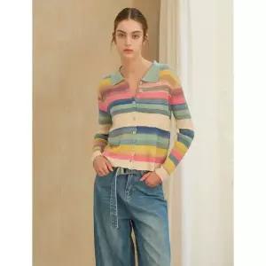 GGPX파스텔 웨이브 스트라이프 니트 가디건 GCK014D2252555