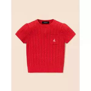 빈폴 키즈 여아 케이블 반소매 라운드 니트 스웨터 레드 BI5351GE16 305679