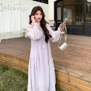 원피스 여성 봄 부드러운 롱스커트 쉬폰 프렌치 선녀 거즈 KS1