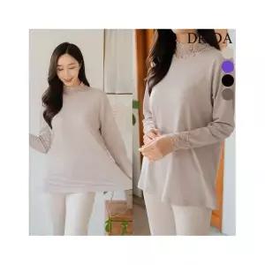 엄마옷 드리다 여자 봄 가을 반목 스판 빅사이즈 이너 티셔츠 40-50대 미시 중년여성 출근 하객 마담옷