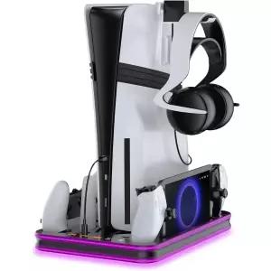 PS5 프로PS5 슬림스탠드 및 냉각 스테이션 LED 컨트롤러 충전 플레이스테이션 5 슬림 디스크프로 디지털 에