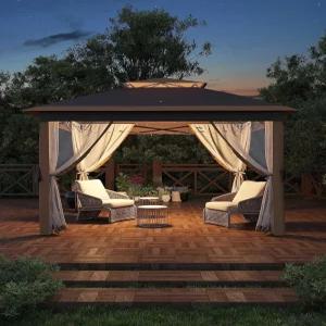 가비라이프 11x11 팝업 가제보 텐트에 모기장 설치 야외 캐노피 쉘터 간편한 방수 및 자외선 차단 - 카키