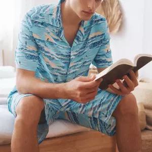 라페어 에메랄드 웨이브 남성 파자마 세트 LNJFAST0044-EW CZT751 IOD035