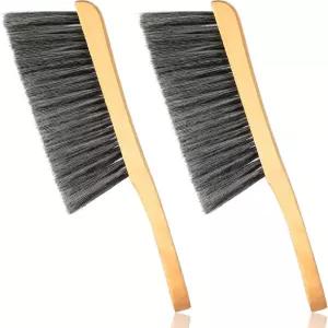 파텔라이 2피스 나무 벤치 브러시 벽난로 천연 섬유 부드러운 브리스 긴 손잡이 먼지로 인해 하스 정리