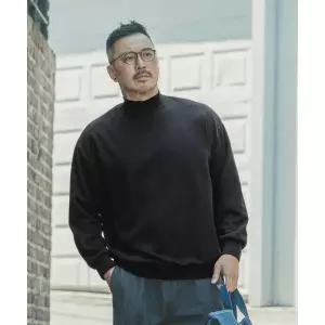 RUGGED HOUSE 코스트 니트 반목 티셔츠 블랙