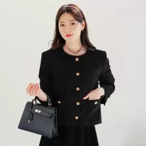 시크라인 ~XXL까지 유이솔 골드버튼 노카라 트위드 자켓 봄 가을 아우터 하객룩 오피스룩 모임룩 격식룩 빅