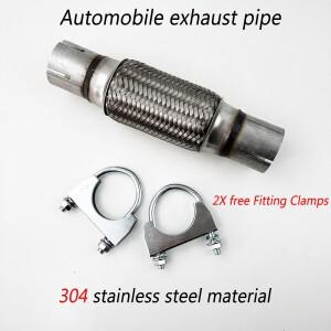 2개의  피팅 클램프  범용 자동차 배기 플렉스 파이프  이중 브레이드 플렉시블 머플러 팁  스테인리스 스