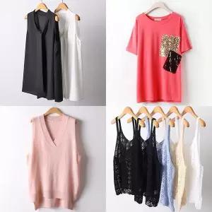 여름 빅사이즈 블라우스 스팽글셔츠 니트 스카시 조끼 (15724973A)