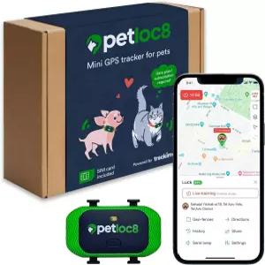 PETLOC8 소형 GPS 고양이 및 개 추적기 - 반려견 또는 목걸이 방수 스마트 앱 제어 가능 지오펜싱 반려동물