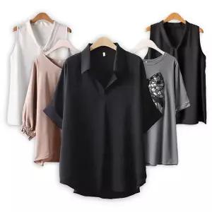 여름 빅사이즈 블라우스 민소매 쉬폰 셔츠 스팽글 티 (15351840A)