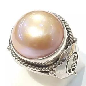 [블루케이] A급엔틱 마베진주 원석반지 210815-02n