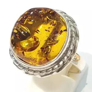 [블루케이] AA급엔틱 호박 원석반지 210817-15n