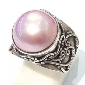 [블루케이] A급엔틱 핑크마베진주 원석반지210815-04n