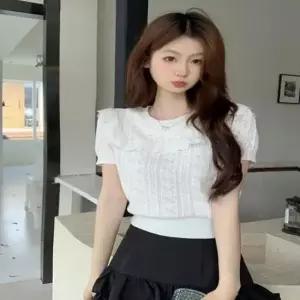 [옷은날개] 데일리 프릴넥 반팔 니트