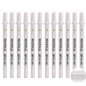 [문구] 사무용필기구 노트필기 디자인펜 문구세트중성펜 겔리롤 화이트 젤펜 0.8mm 12개입