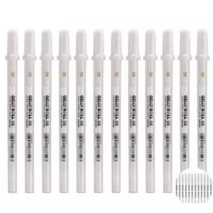 [문구/오피스] 사무용필기구 노트필기 디자인펜 문구세트중성펜 겔리롤 화이트 젤펜 0.8mm 12개입