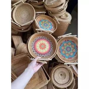 등나무 라탄 트레이 접시 바구니 미니 소형 쟁반