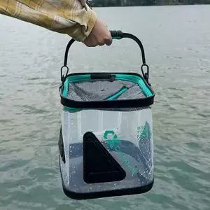 [콩심팥심]투명 접이식 두레박 물고기통 기포기홀더 낚시 보관