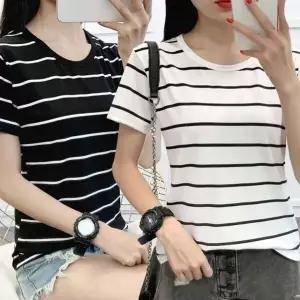 여성 줄무늬 반팔티 셔츠 스트라이프 티 2P