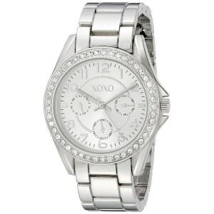 [미국배송] 크리스탈 액센트 멀티 다이얼 페이스 쿼츠 아날로그 무브먼트 박스 U2013 스타일리시한 패션 액세서리가 돋보이는 XOXO 여성용 실버톤 팔찌 시계